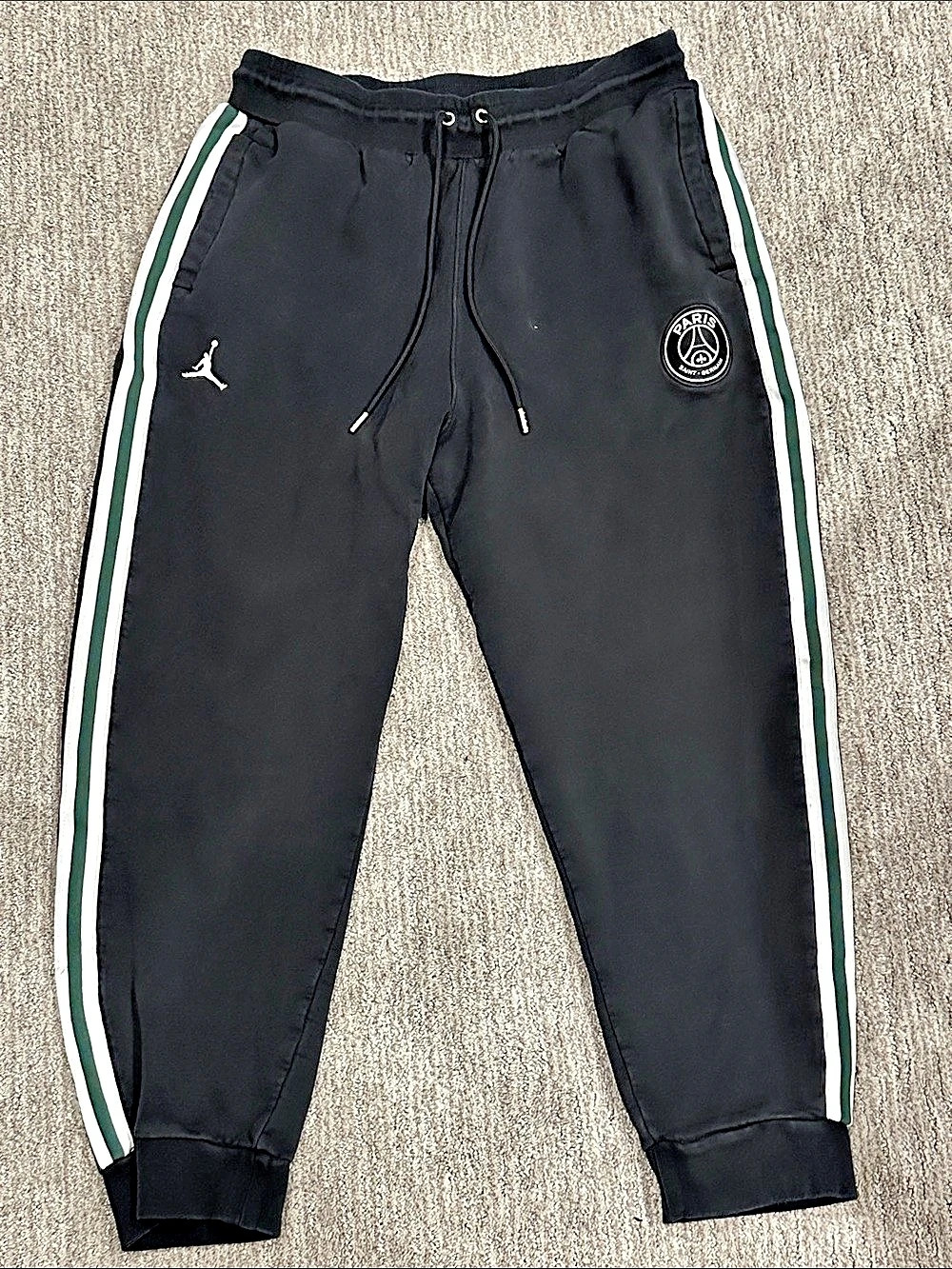 Jordan x Paris Saint-Germain Fleece Pants Black & Green Waist Large